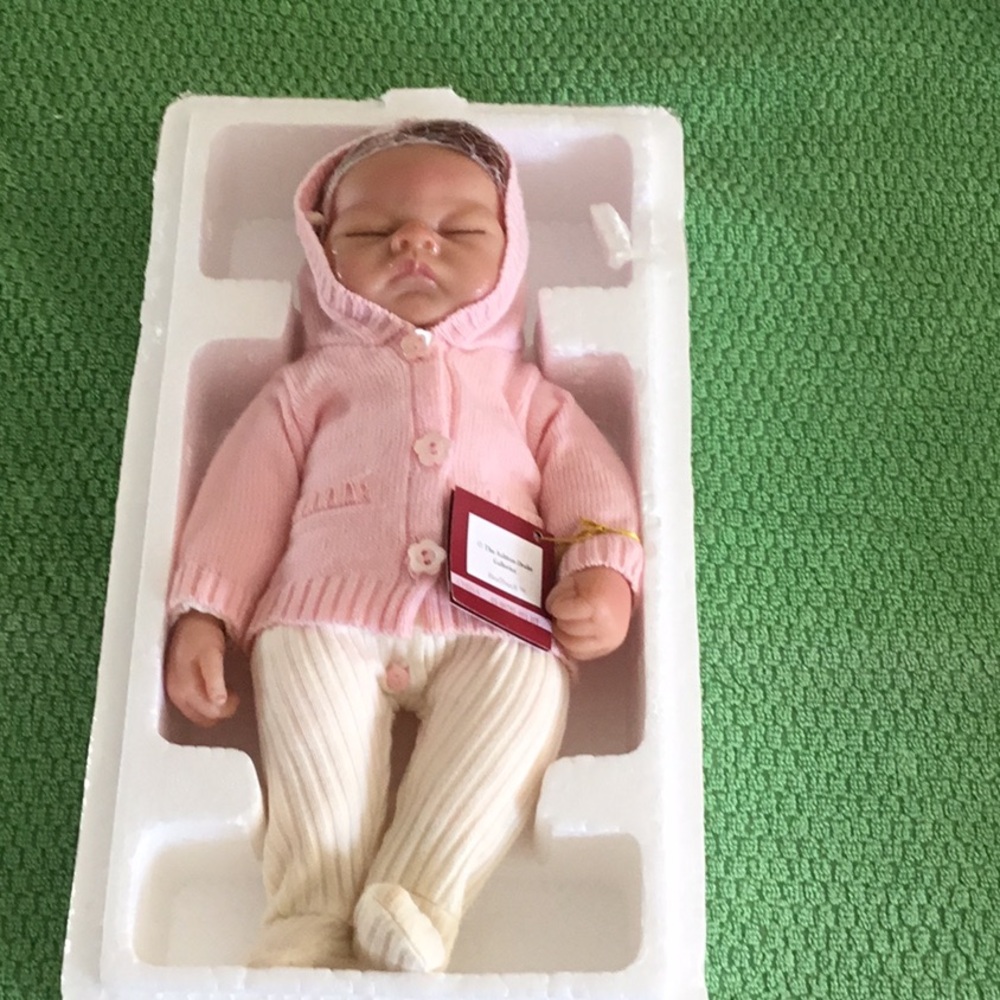NIC Adorable Pink Hooded Baby Doll Collectible